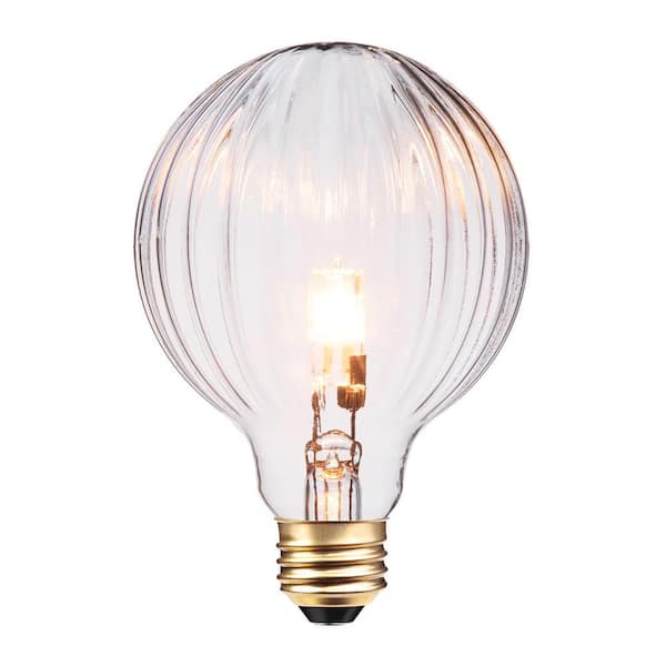 Globe Electric 60 Watt G30 Dimmable Amber Glass Vintage Edison Halogen Light Bulb, Soft White Light