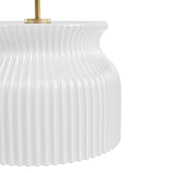 Hunter - Harlowe 60-Watt 1 Light Luxe Gold Shaded Pendant Light with Cased White Glass Shade, No Bulb Included