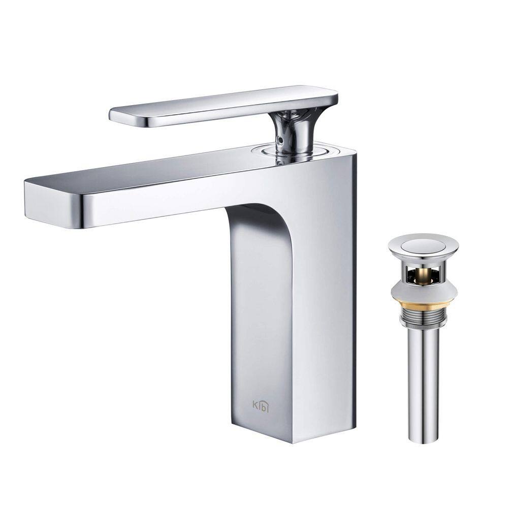 Chrome Single-Handle Modern Bathroom Faucet with Pop-Up Drain