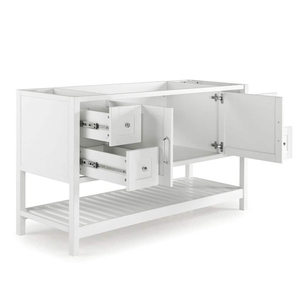 Bennet 60" White Pine Wood Freestanding Vanity Cabinet