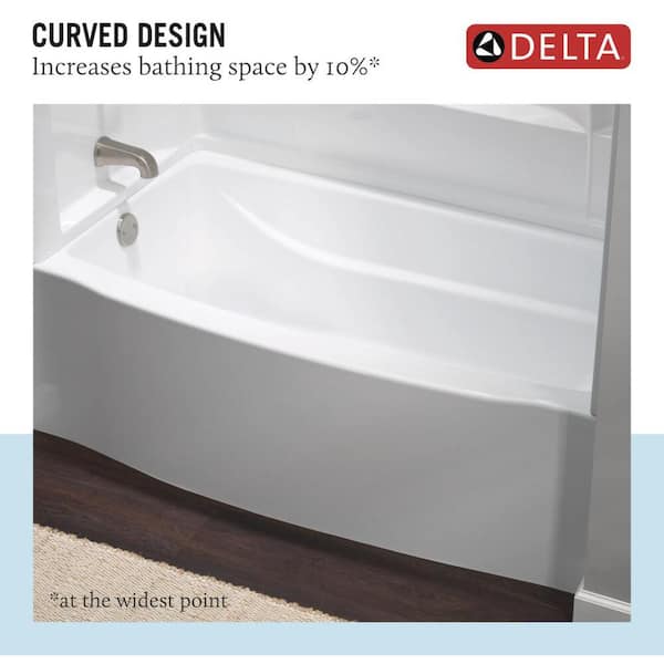 Delta - Classic 500 Curve 60 in. x 32 in. Alcove Deep Soaking Bathtub with Left Drain in High Gloss White