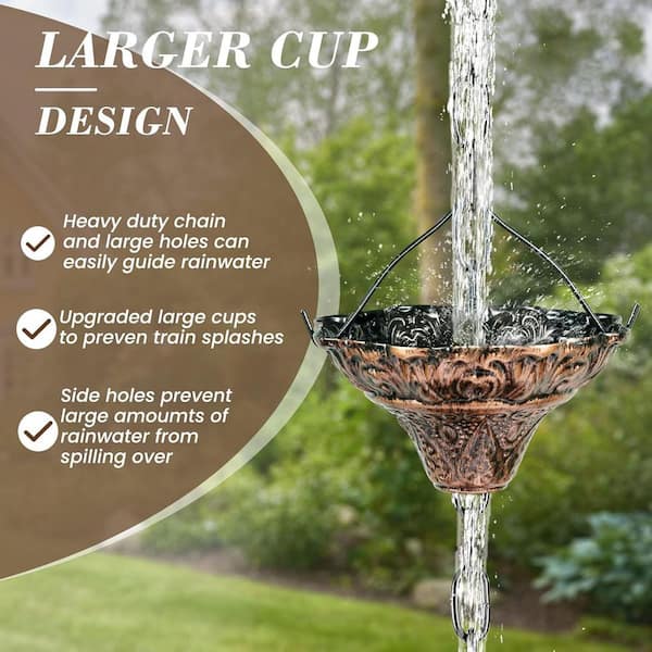 Water Chain Feature Garden Water Feature Chain HANAYARD Antique - 8.5 Ft Gutter Downspout ...