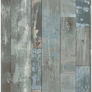 Samuel Grey Distressed Wood Grey Wallpaper Sample