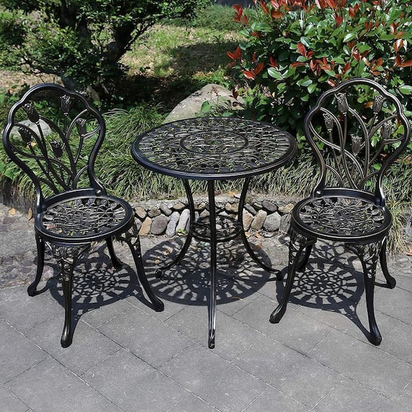 Antique Copper 3-Piece Anti-Rust Cast Aluminum Outdoor Bistro Set