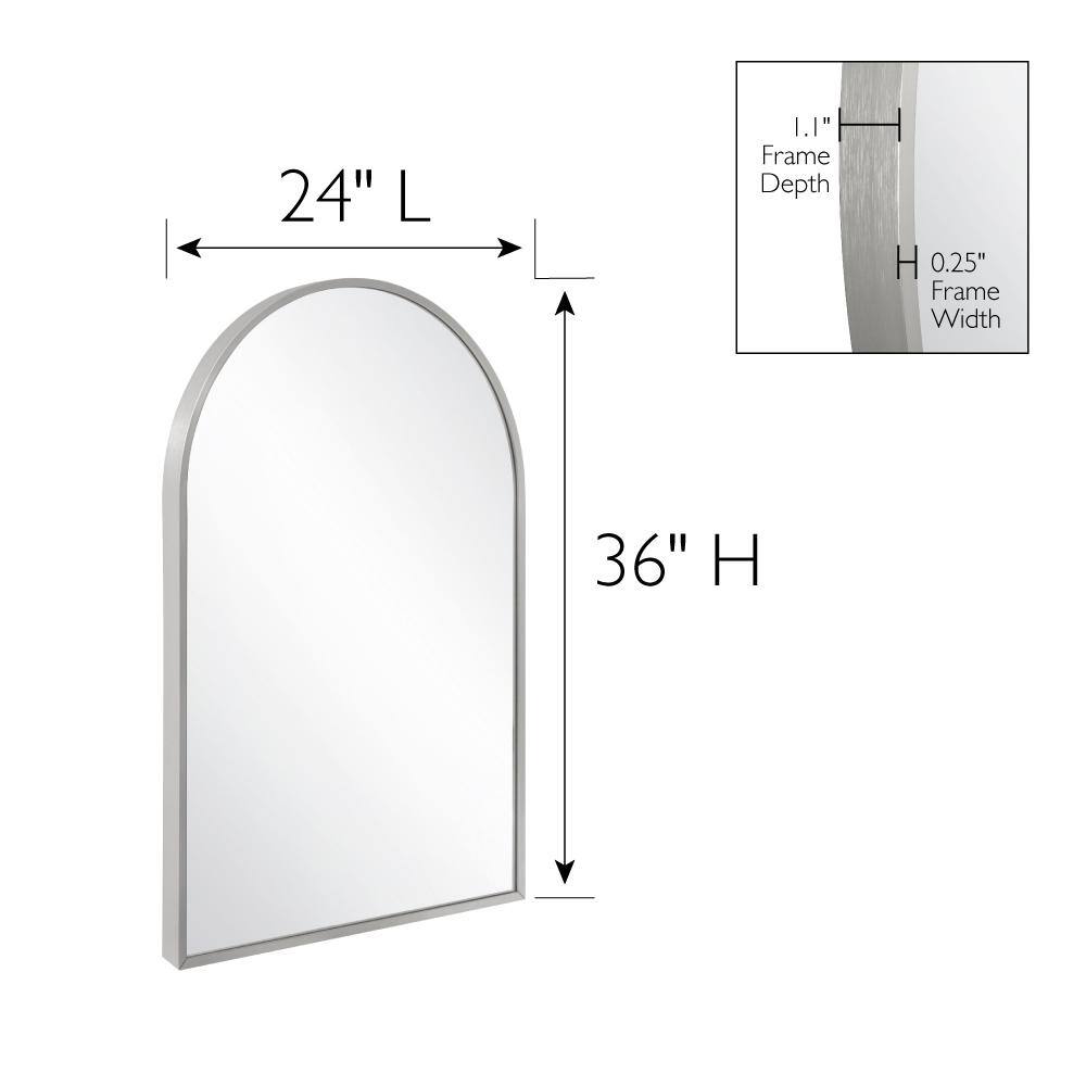 Maeve 36" x 24" Silver Arched Wall Mirror with Metal Frame