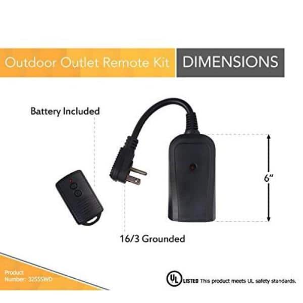 Black Wireless Outdoor Electrical Outlet Switch with Timer
