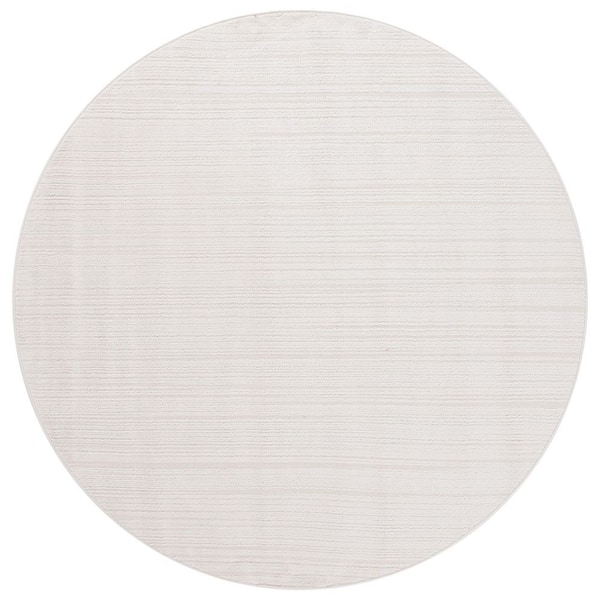 SAFAVIEH Harmony 7 ft. x 7 ft. Ivory Solid Striped Round Area Rug