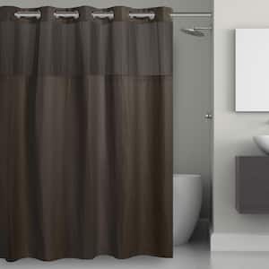Waffle 71 in. W x 74 in. L Polyester Shower Curtain in Graphite Grey
