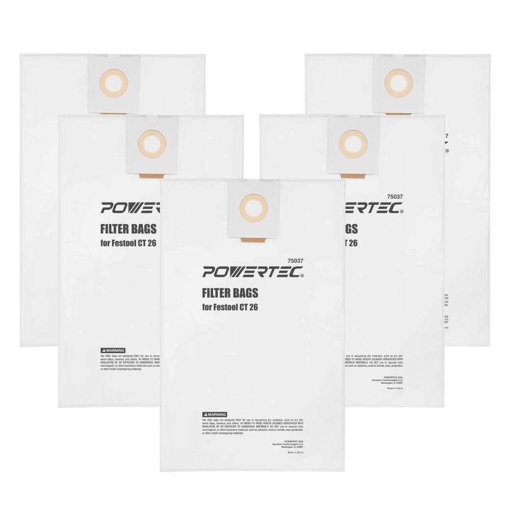 POWERTEC Self-Cleaning Filter Replacement Bag for Festool CT 26 (5-Pack)  75037