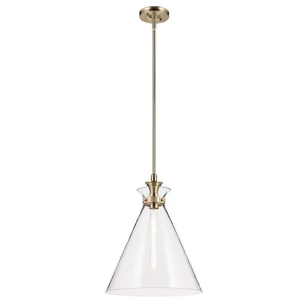 Laria 16 in. 1 Light Pendant with Clear Glass in Champagne Bronze