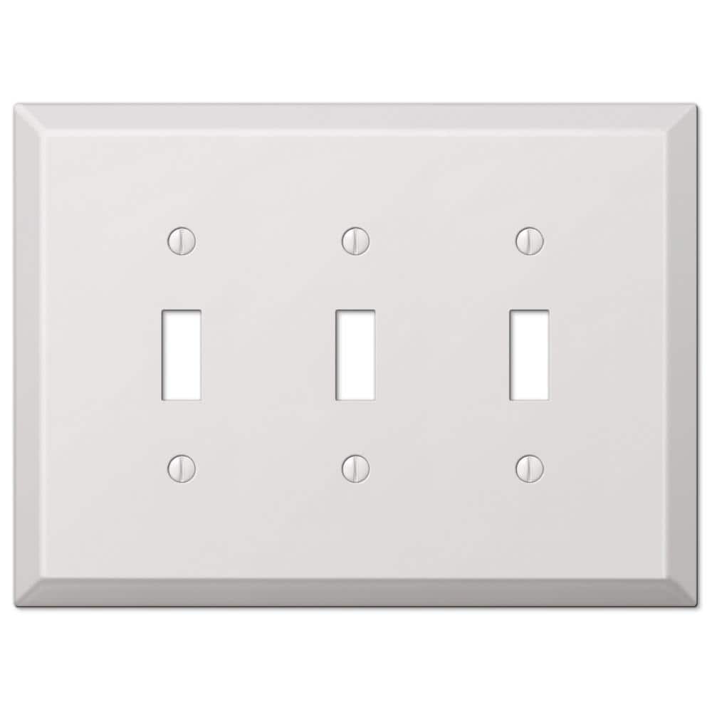 Oversized White Steel Triple Toggle Wallplate