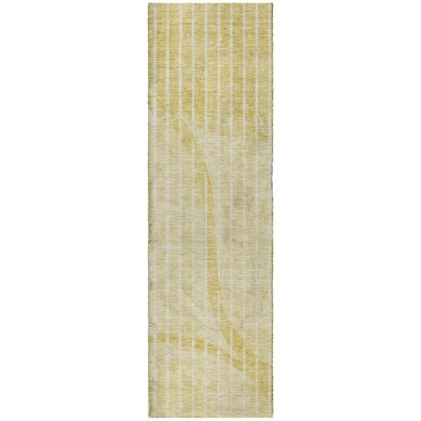 Dream Shag Premium Machine Washable Abstract ADS723 Gold 2 ft. x 7 ft. Runner Rug