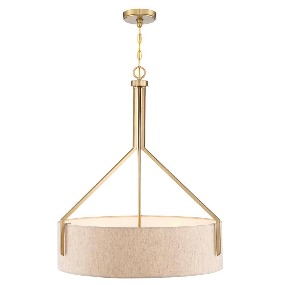 Elara 31'' Brushed Gold and Polished Nickel Drum Pendant Light