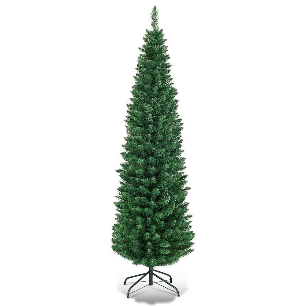 6 ft. PVC Unlit Slim Pencil Artificial Christmas Tree with Stand Home Holiday Slim Green price history on PriceWatchPro