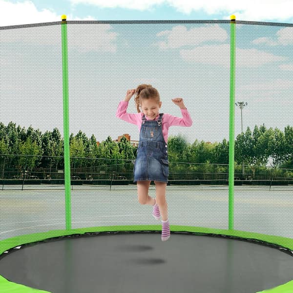 musical rek bereiden 10 ft. Round Trampoline for Kids with Safety Enclosure Net, Basketball Hoop  and Ladder CUU-0047AAF - The Home Depot