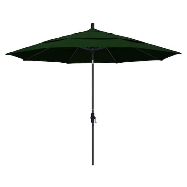 California Umbrella 11 ft. Aluminum Collar Tilt Double Vented Patio Umbrella in Hunter Green Pacifica