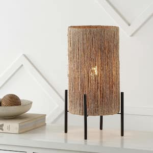 Kai 16.5 in. Brown Coastal Minimalist Rattan LED Table Lamp