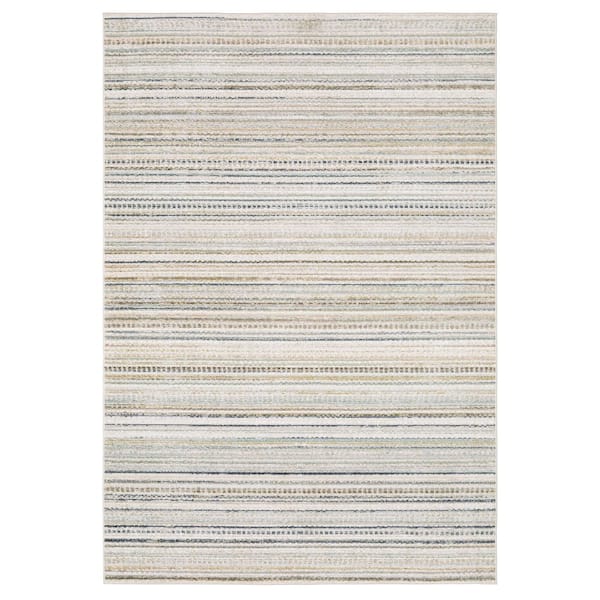 Claire Beige/Multi 6 ft. x 9 ft. Distressed Geometric Stripe Polypropylene-Polyester Blend Indoor Area Rug