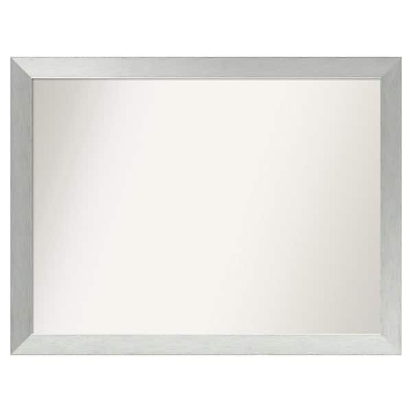 Amanti Art Brushed Sterling Silver 42 in. x 32 in. Custom Non-Beveled Wood Framed Bathroom Vanity Wall Mirror
