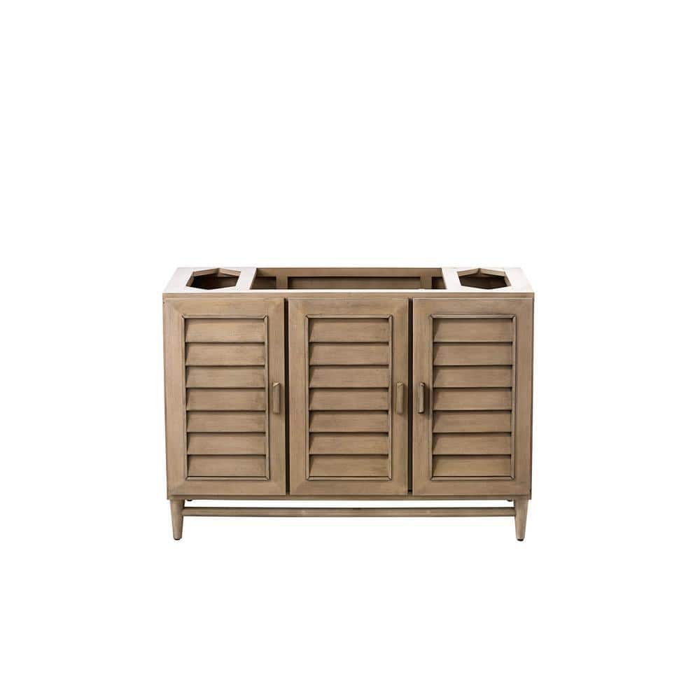 Whitewashed Walnut 48" Solid Wood Single Bathroom Vanity Base