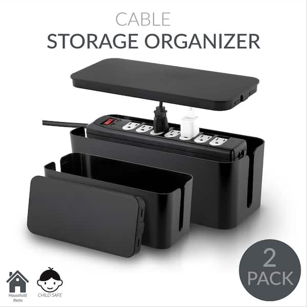 Cable Organizer 5-Qt. Storage Bin in Black (2-Pack)