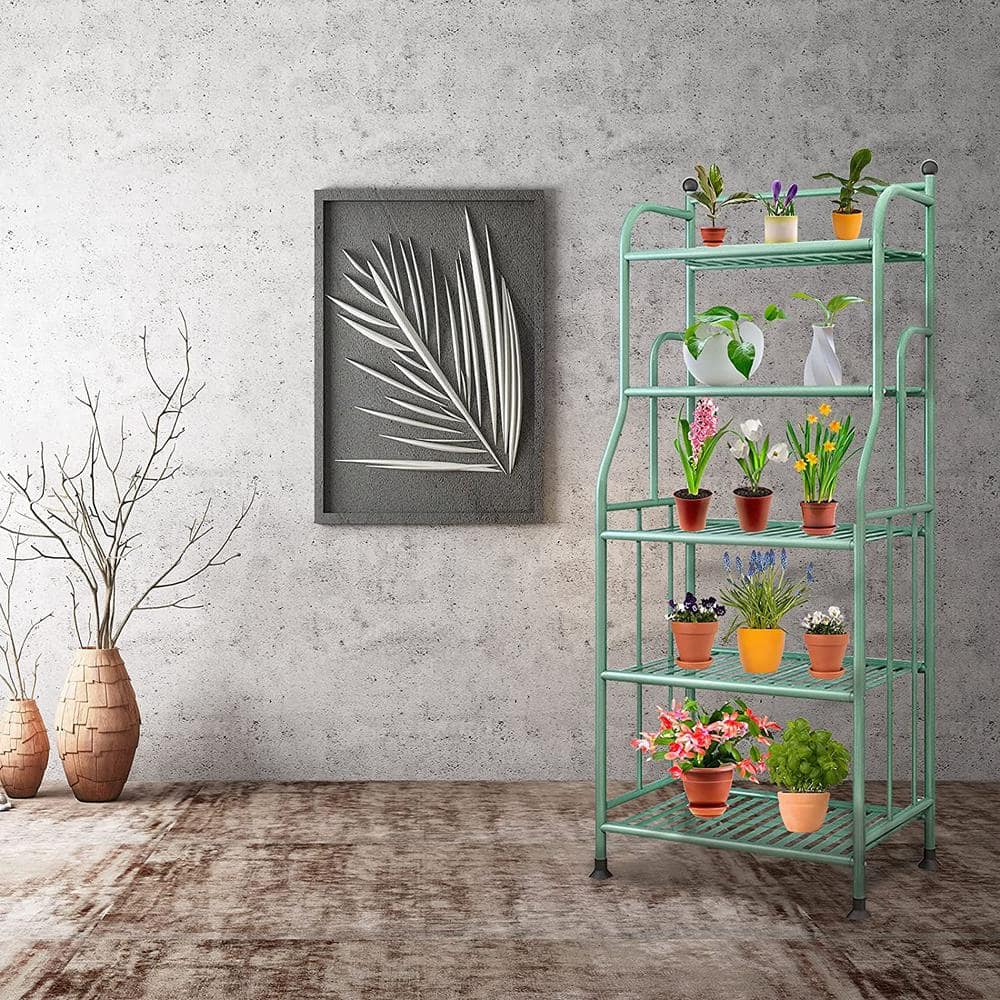 Green Metal 5-Tier Indoor/Outdoor Plant and Storage Shelf