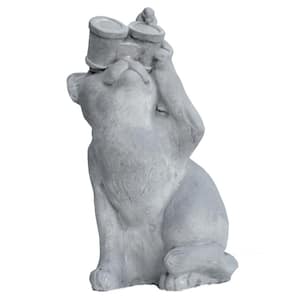 Cast Stone Birdwatching Cat Garden Statue, Antique Gray