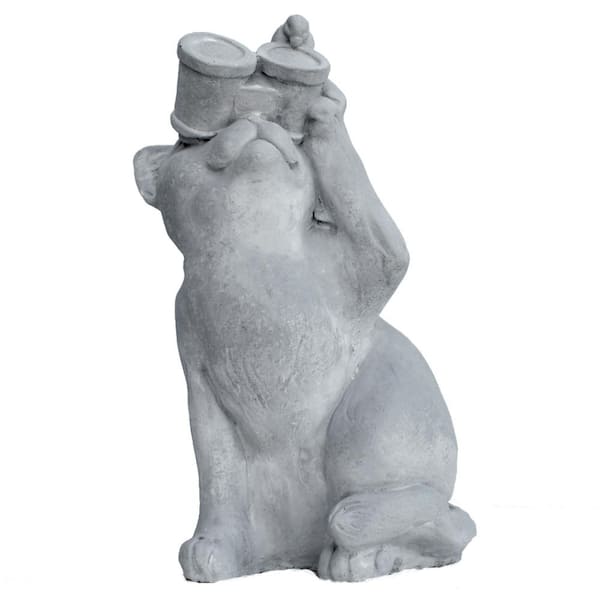 Unbranded Cast Stone Birdwatching Cat Garden Statue, Antique Gray