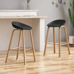Commodore 30 in. Black and Natural Bar Stool (Set of 2)