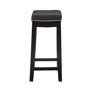 Concord Black Wood Frame Counter Stool with Padded Black Faux Leather Seat