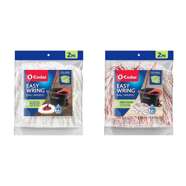 EasyWring Spin Mop Head, Machine Washable Microfiber Refills (2-Pack) and Deep Clean Mop Head (2-Pack)