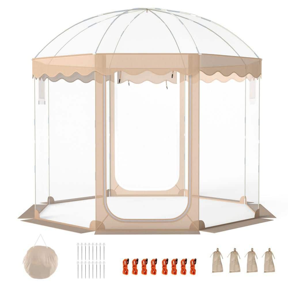 Gymax 10 ft. x 10 ft. Transparent Pop-Up Bubble Tent for 8-10 People 540° Panoramic Clear PVC For Outdoor