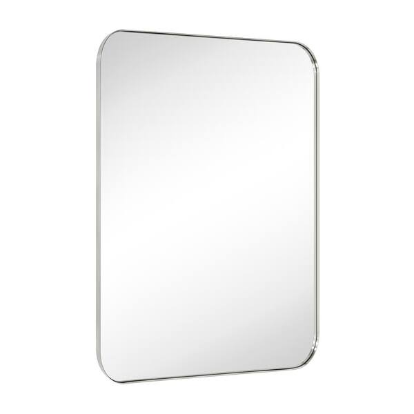 TEHOME Mid-Century 36 in. W x 48 in. H Rectangular Stainless Steel Framed Wall Mounted Bathroom Vanity Mirror in Brushed Nickel