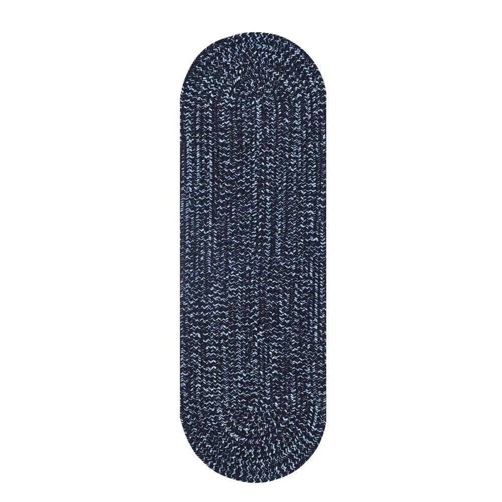 Navy and Smoke Blue Braided Reversible Synthetic Rug