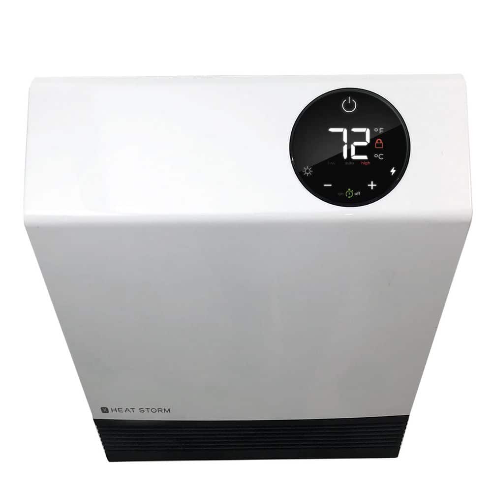 White Infrared Wall-Mounted Heater with Thermostat and Remote