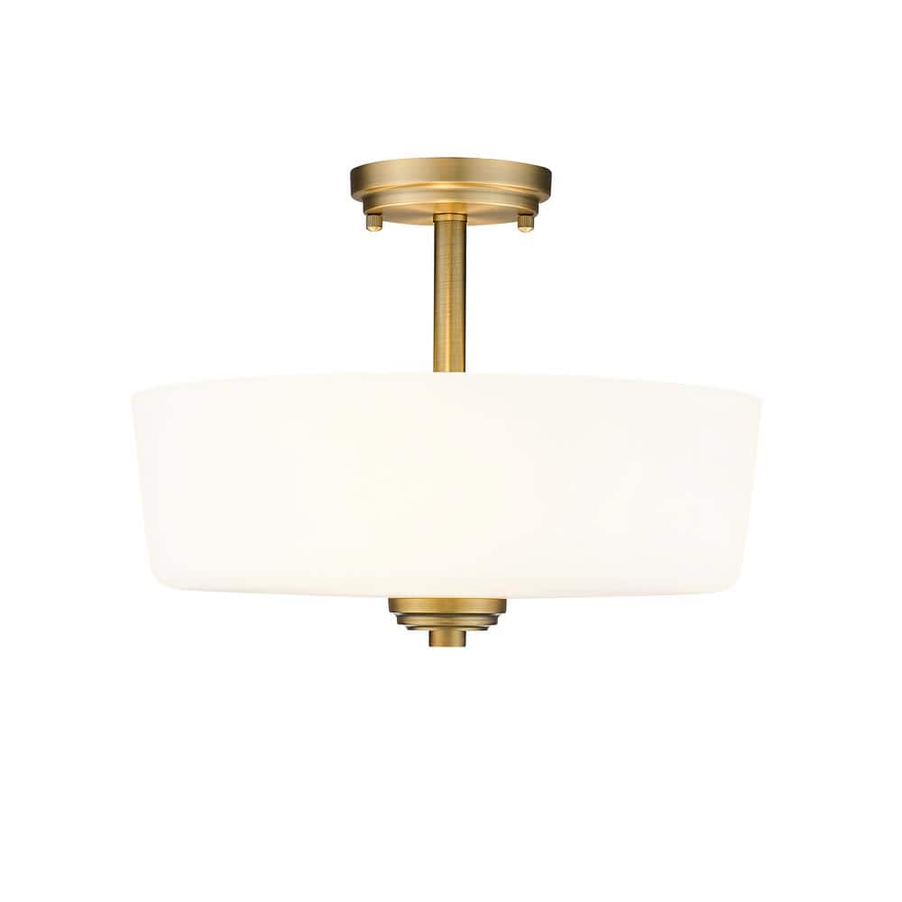 Heritage Brass and Glass 15" Flush Mount Ceiling Light
