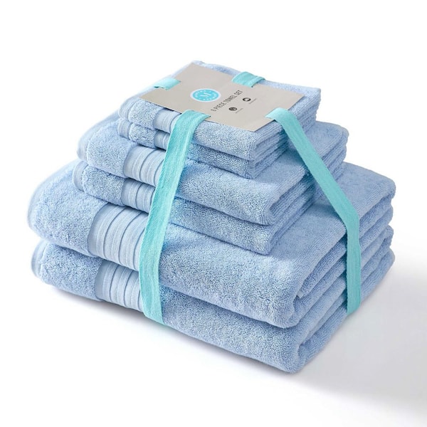 MARTHA STEWART Skyland Manor 6-Piece Windy Blue Cotton Dobby