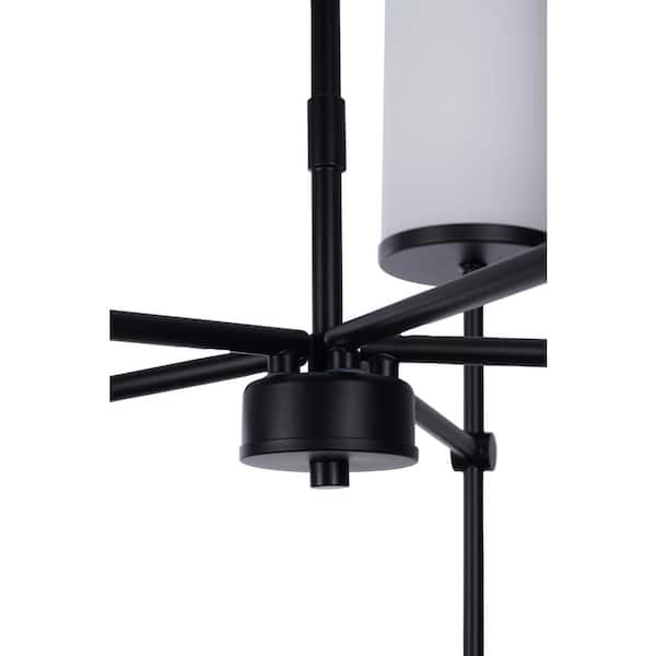 Alsy Weston 5-Light Black Chandelier with Opal White Glass