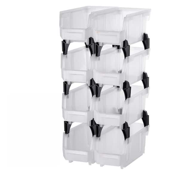 Transparent Plastic Stackable Storage Containers, 10.9 x 5.5 x 5.1 in. (Set of 8), Organizing Bins for Closet, Garage