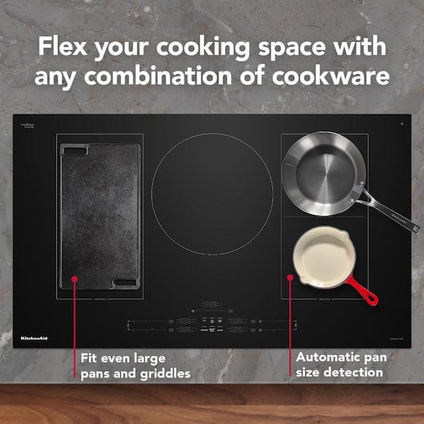 KitchenAid 36 in. 5 Elements Induction Electric Cooktop in Black