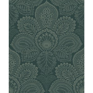 Triumph Dark Green Medallion Paper Strippable Roll (Covers 56.4 sq. ft.)