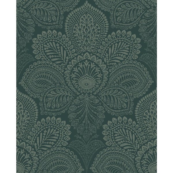 A-Street Prints Triumph Dark Green Medallion Paper Strippable Roll (Covers 56.4 sq. ft.)