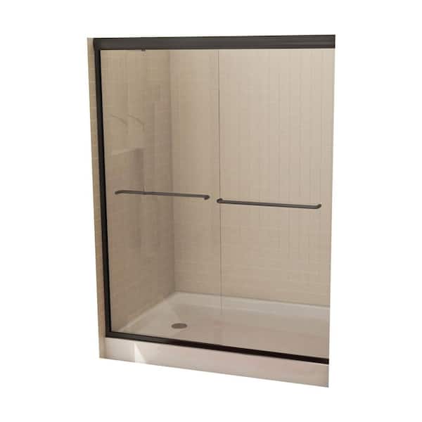 MAAX Tonik 54 in. to 59-1/2 in. W Shower Door in Bronze with 6MM Clear Glass-DISCONTINUED