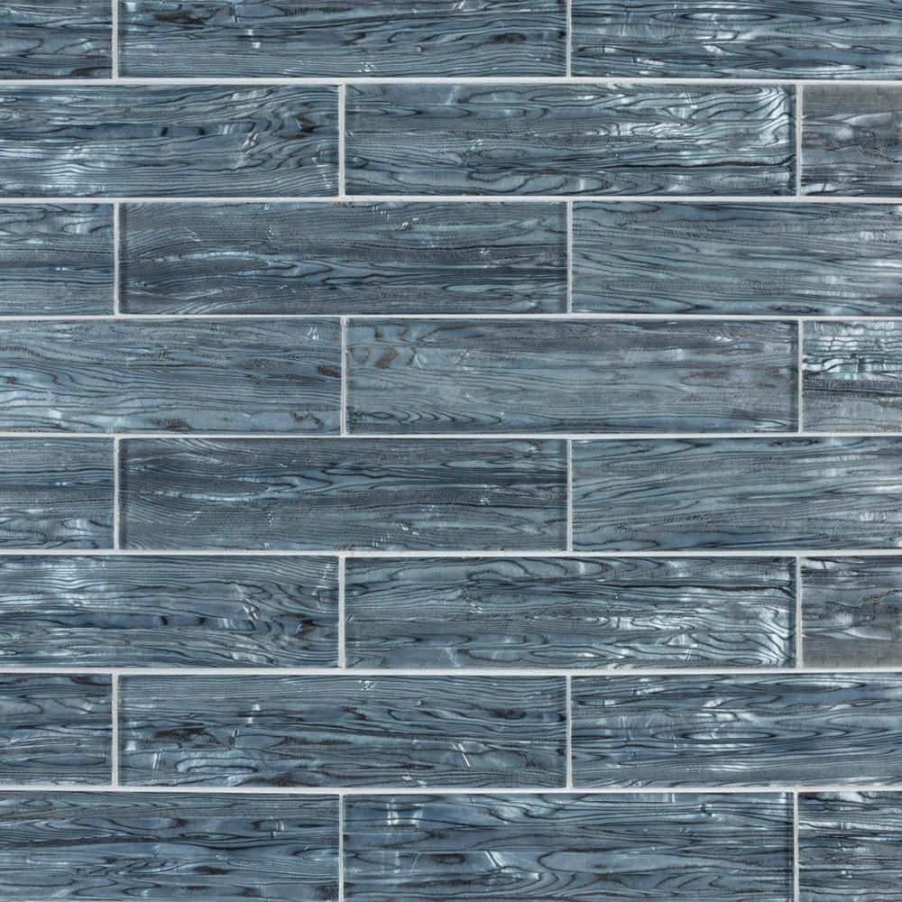 Jeffrey Court Abalone Gray 3 in. x 12 in. Glossy Glass Wall