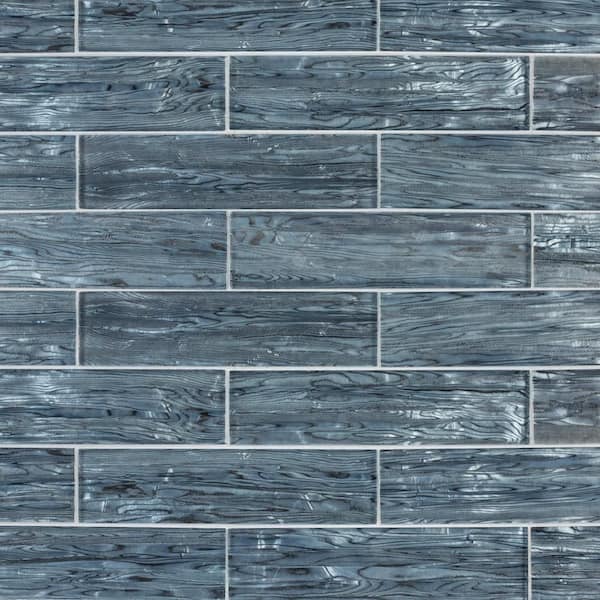 Abalone Gray 3 in. x 12 in. Glossy Glass Wall Tile (10 sq. ft. /Case)