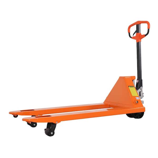48 in. L x 27 in. W 5,500 lbs. Max Load Capacity Fork Manual Pallet Truck Jack with Nylon Fork Wheels Orange