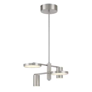 Swivel 100-Watt Equivalence Integrated LED Brushed Nickel Geometric Chandelier with White Etched Glass Shades