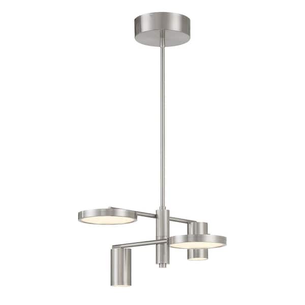 George Kovacs Swivel 100-Watt Equivalence Integrated LED Brushed Nickel Geometric Chandelier with White Etched Glass Shades