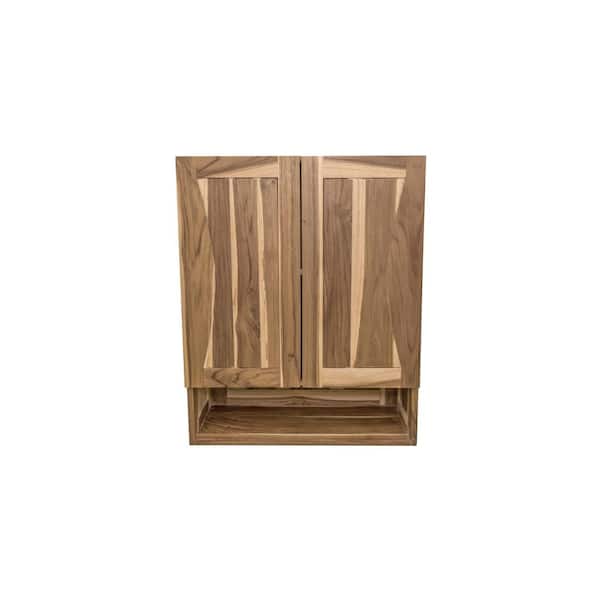 EcoDecors Curvature 24 in. W x 10 in. D x 30 in. H Teak Bathroom Storage Wall Cabinet Soft-Close Door Medicine Cabinet Earthy Teak