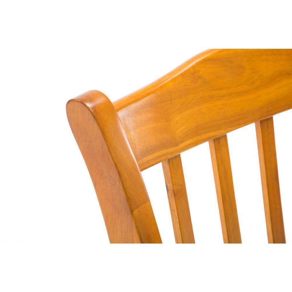 Oak High Back Slat Wood Dining Chairs, Set of 2